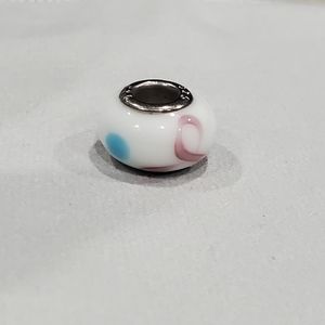 Sterling silver 925 pink ribbon bead